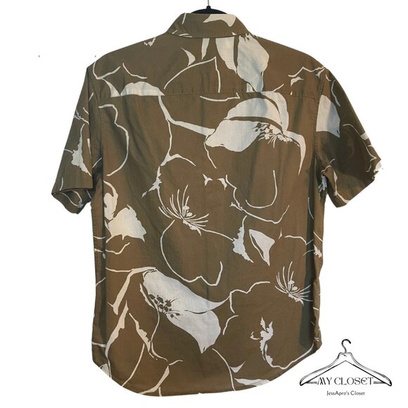 Club Monaco Men's Short Sleeve Floral Wave Button Down Shirt, 100% Cotton - Picture 2 of 7